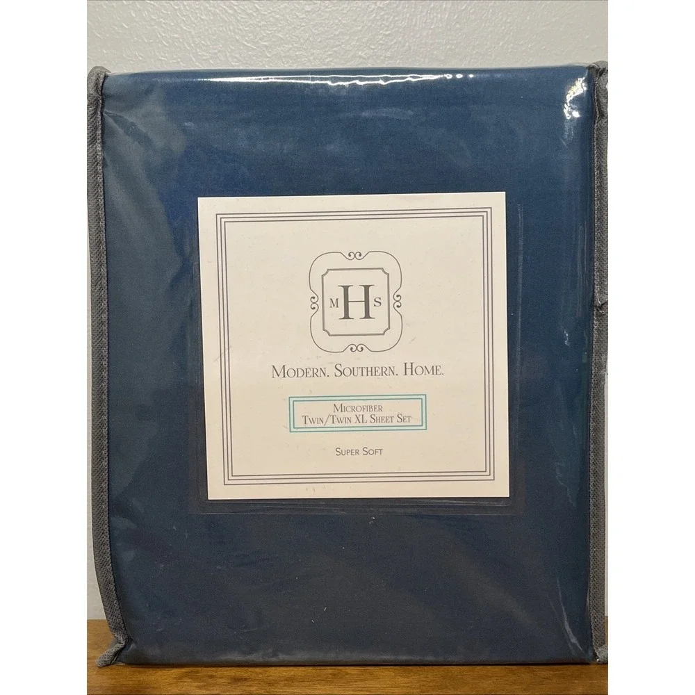 Modern Southern Home Sheet Set Twin/ Twin XL Blue Microfiber Set 2 Pillowcases